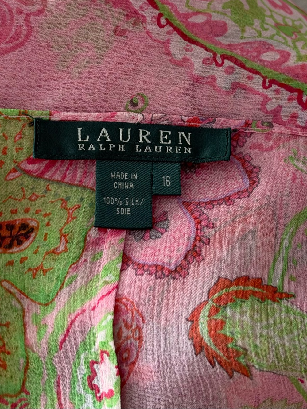 Ralph Lauren Vintage Paisley Ruffle Silk Skirt Top Set XL Pink Asymmetric Fairy - Picture 8 of 12